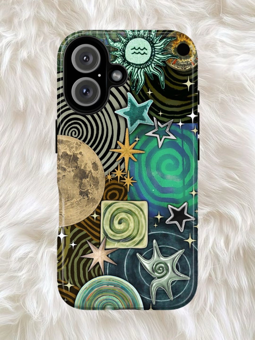 Stylish Green Swirl Galaxy Phone Case - Unbranded